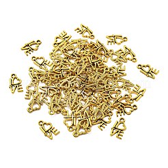バレンタインデーのチベットスタイルの合金アンティークゴールドチャーム  鉛フリー及びカドミウムフリー  愛とハート  14.5x8mm  穴：1mm&nbsp;GLF0299Y