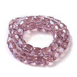 電気メッキガラスビーズ  パール光沢メッキ  ファセットバレル  オールドローズ  10x10mm  穴：1mm&nbsp;X-GLAA-F108-13A-02