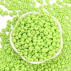 模造翡翠 3/0個 ガラスシードビーズ  光沢  焼き付け塗料  ラウンド  緑黄  5.5x3.5mm  穴：1.5mm&nbsp;SEED-Z001-A-B02