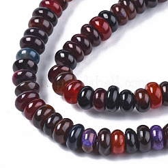 天然石瑪瑙ビーズ連売り  染め  フラットラウンド  暗赤色  5.5~7x3~4mm  穴：1.2mm  約124~125個/連  11.26~15.43インチ（28.6~39.2cm）&nbsp;G-N326-93