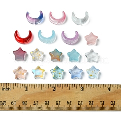手作りランプワークビーズとガラスビーズセット54個  月＆星  ミックスカラー  16.5x13x5.5mm  穴：1mm  6色  4個/カラー  24pc&nbsp;LAMP-FS0001-14
