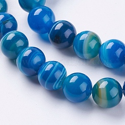 Natural Striped Agate/Banded Agate Beads Strands&nbsp;G-G582-10mm-10