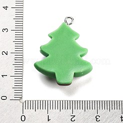 クリスマステーマの不透明樹脂ペンダント  プラチナトーンの鉄ループ付き  クリスマスツリー  30x24x7.5mm  穴：2mm&nbsp;RESI-F054-A09