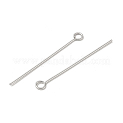 304ステンレススチールアイピン  ステンレス鋼色  30x0.6mm  穴：2mm  100個/セット&nbsp;STAS-K293-13P-0.6x30mm