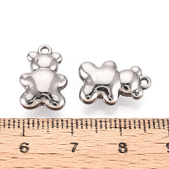 304ステンレスペンダント  クマ  ステンレス鋼色  15.5x10x5mm  穴：1.2mm&nbsp;STAS-N114-43P