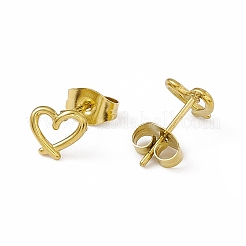 PVD Vacuum Plating 304 Stainless Steel Hollow Out Heart Stud Earrings for Women&nbsp;EJEW-P212-12G