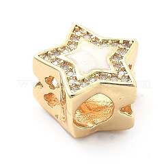Rack Plating Brass with Cubic Zirconia European Beads and Enamel&nbsp;KK-Q017-08C-G