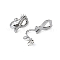 316ステンレススチール製クリップオンイヤリング金具  爪付き  ステンレス鋼色  15.5x6x7mm  穴：1.2mm&nbsp;STAS-Z124-03P