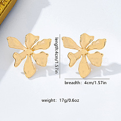 女性用合金スタッドピアス  花  ゴールドカラー  40x40mm&nbsp;WG1DBE6-01