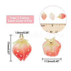 12色のプラスチックエナメルペンダント3個。  金色の真鍮ループ  花  ミックスカラー  17x11.5mm  穴：1.6mm  4個/カラー&nbsp;KY-DC0001-10