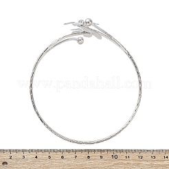 女性用フラワー合金アームカフバングル  ラインストーン付き  プラチナ  内径：3-1/4インチ（8.2cm）&nbsp;LS-AJEW-A063-01E-P