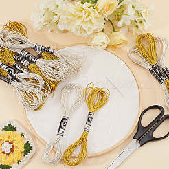 20かせ 2色 12層メタリックポリエステル刺繍フロス  クラフト裁縫用グリッタークロスステッチ糸手刺繍  ゴールド  0.8mm  約8.75ヤード（8m）/かせ  10 かせ/色&nbsp;OCOR-GF0003-87A