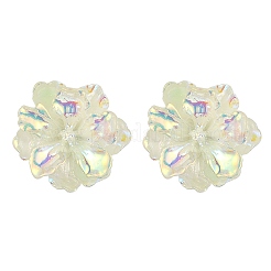 Luminous Glow in the Dark Resin Flower Stud Earrings with 304 Stainless Steel Pins&nbsp;EJEW-JE05359-02