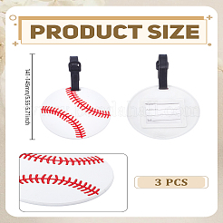 スポーツボールスタイル PVC 荷物タグ 3個  旅行IDラベル  スーツケース名札  野球  141~145mm&nbsp;AJEW-LP0010-88