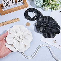 2Pcs 2 Colors Flower PU Leather Wrap Waist Belts for Women&nbsp;AJEW-CL0003-24