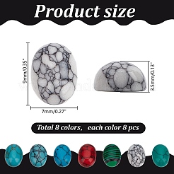 56pcs 7 styles Natural Howlite & Synthetic Turquoise & Synthetic Malachite Cabochons&nbsp;G-AR0006-07