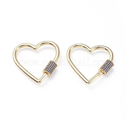 Brass Micro Pave Cubic Zirconia Screw Carabiner Lock Charms&nbsp;ZIRC-G156-12G