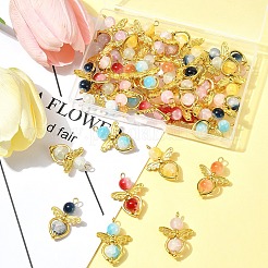 40Pcs 8 Colors Golden Alloy Glass Pendants&nbsp;PALLOY-FS00025