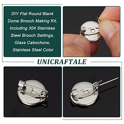 DIY Flat Round Blank Dome Brooch Making Kit&nbsp;DIY-UN0050-22P