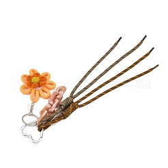Flower Handmade Woven & Polyester Cord Pendant Decorations&nbsp;HJEW-JM04422-03