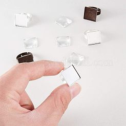 DIYヴィンテージリング作り  20個の調節可能な真鍮製リングシャンク付き  パッドリングブランク＆20個透明透明ガラススクエアカボション  アンティークブロンズ＆シルバー  リング内径：17mm&nbsp;DIY-NB0001-24