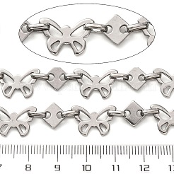 304ステンレススチールバタフライリンクチェーン  溶接されていない  ステンレス鋼色  9.5x9.5x1.5mm&nbsp;CHS-S012-10P
