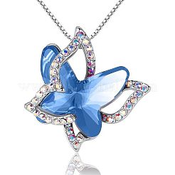 Butterfly Brass Pave Glass Birth Stone Pendant Necklaces&nbsp;FS-WG3BB0A-02