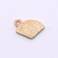 合金エナメルチャーム  花の扇子  暗赤色  ゴールドカラー  13x10x1.7mm  穴：1.5mm&nbsp;ENAM-WH0049-19G
