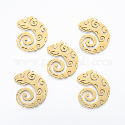 ステンレスペンダント201個  トカゲ  18KGP本金メッキ  38x33x1mm  穴：1.4mm&nbsp;STAS-N090-LA927-2
