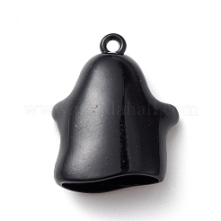 ハロウィンスプレー塗装合金ペンダント  ゴーストチャーム  ブラック  21x17x8mm  穴：1.6mm&nbsp;PALLOY-R139-01A-02