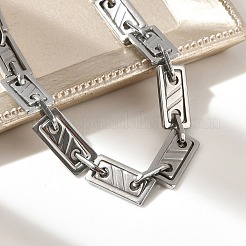 304ステンレススチール長方形リンクチェーンブレスレット男性と女性用  ステンレス鋼色  8-1/2インチ（21.5cm）&nbsp;BJEW-D042-43P