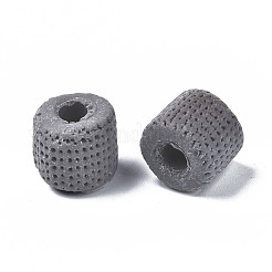 手作り陶器ヨーロピアンビーズ  大穴ビーズ  コラム  グレー  12~14x10.5~12.5mm  穴：4mm&nbsp;PORC-T006-43A