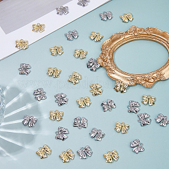 40 個 2 色ラックメッキ合金ペンダント  蝶結び  プラチナ·ゴールデン  16x17x3mm  穴：2mm  20個/カラー&nbsp;FIND-FH0012-09