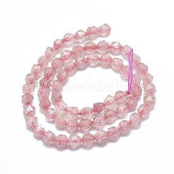 天然石ストロベリークォーツビーズ連売り  多面カット  ラウンド  スターカットラウンドビーズ  7~8mm  穴：1mm  約48~54個/連  14.5インチ〜15.7インチ（37~40cm）&nbsp;G-K303-B10-8mm