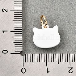 プリントされた真鍮のチャーム  猫の形のチャーム  ゴールドカラー  キャメル  11x12x4mm  穴：4mm&nbsp;KK-CBA1A42-02G-01