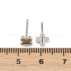 女性用真鍮クロススタッドピアス  プラチナメッキ  5.5x5.5mm&nbsp;EJEW-G441-06C-P