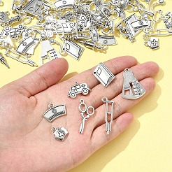 100pcs12スタイルチベットスタイル亜鉛合金ペンダント  鉛フリー＆カドミウムフリー  アンティークシルバー  13~32x6~23x1.5~8mm  穴：1.2~2mm&nbsp;TIBEP-FS0001-39