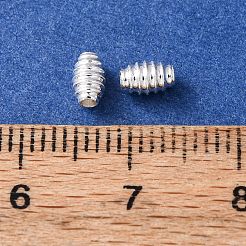 真鍮ビーズ  バレル  長持ちメッキ  鉛フリー＆カドミウムフリー  ラックめっき  925銀メッキ  5x3mm  穴：1mm&nbsp;KK-C157-54S