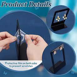 アクリルイヤリングディスプレイスタンド  L字型1ペアダングルピアスディスプレイ  ブラック  4x9x13.3cm&nbsp;EDIS-WH0012-46A