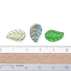 チェコのランプワークペンダント  abカラーメッキ/ゴールドインレイカラー  葉  ミックスカラー  15x9~9.5x3mm  穴：1mm  約237個〜243個/袋&nbsp;LAMP-D180-13