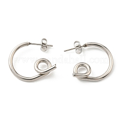 変色しない304ステンレススチール製ツイストノットスタッドピアス（女性用）  ステンレス鋼色  20x4.5mm&nbsp;EJEW-F319-09P