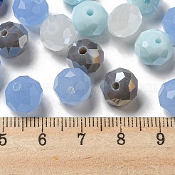 ガラスビーズ  多面カット  ロンデル  ライトブルー  10x8mm  穴：1mm  約26個/24g&nbsp;LS-EGLA-A034-SM10mm-40