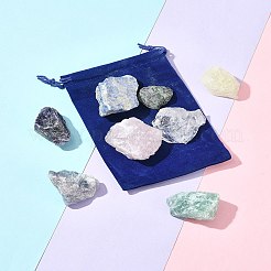 天然ラピスラズリ＆ルビー、ゾイサイト＆ローズクォーツ＆クォーツクリスタル＆アメジスト＆フローライト＆シトリン＆グリーンフローライトタンブルストーンセット8個  ナゲット ヒーリングストーン  不安ストレス解消療法に  穴なし/ドリルなし  30~50x27~38x10~28mm&nbsp;DIY-FS0007-10A