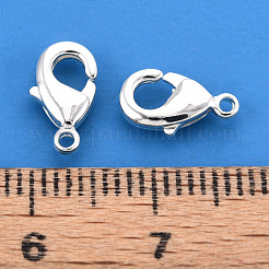 真鍮カニカン  長持ちメッキ  ニッケルフリー  925銀メッキ  10x6x2.5mm  穴：1mm&nbsp;KK-YW0004-01A-S