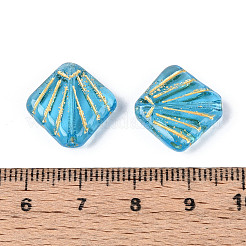 手作りランプワークビーズ  シェル形状  ゴールドライン入り  ディープスカイブルー  16~17x16~17x4.5~5mm  穴：1~1.2mm&nbsp;LAMP-N036-17