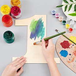 ナンバー1形状の未完成の木材スライス  レーザーカットウッドシェイプ  diyの絵画飾りクリスマスの家の装飾のペンダント  湯通しアーモンド  29.9x26x0.25cm&nbsp;DIY-GA0001-14