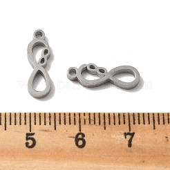 304ステンレスペンダント  無限大記号チャーム  変色防止  レーザー切断  ステンレス鋼色  15x5x1.5mm  穴：1.4mm&nbsp;STAS-K255-19A-P