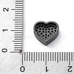 真鍮製キュービックジルコニアビーズ  カドミウムフリー＆鉛フリー  ハート  ブラック  10x11x4.5mm  穴：1.8mm&nbsp;KK-S510-41B