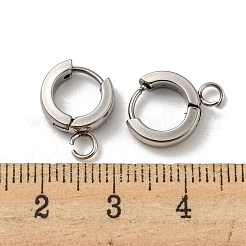 変色しにくい201ステンレススチール製ハギーフープピアス金具  垂直ループ付き  316サージカルステンレススチールイヤリングピン付き  リング  ステンレス鋼色  15x11x3mm  穴：2.7mm  ピン：1mm&nbsp;STAS-A167-01L-P