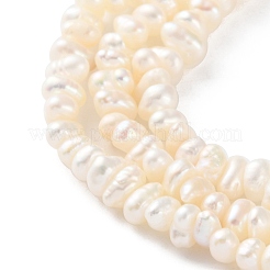 天然養殖淡水パールビーズ連売り  ロンデル  グレード4 A  桃パフ  3~4mm  穴：0.7mm  約122個/連  13.43インチ（34.1cm）&nbsp;PEAR-I007-02O-02